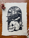 The Raven · 8x11 · linocut linoleum print