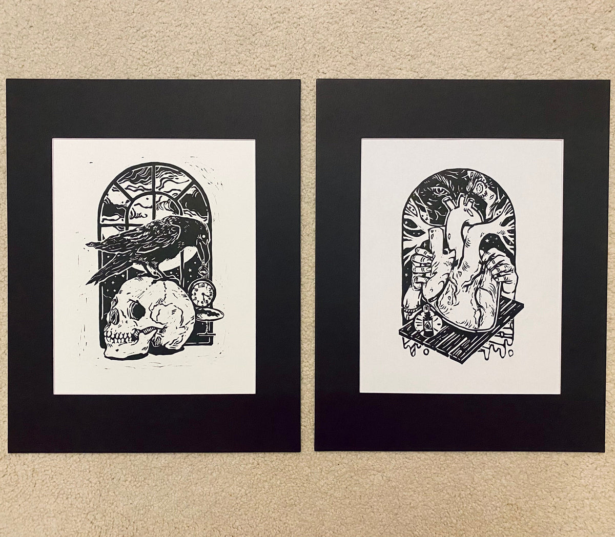 Telltale Heart · 8x11 · linocut linoleum print