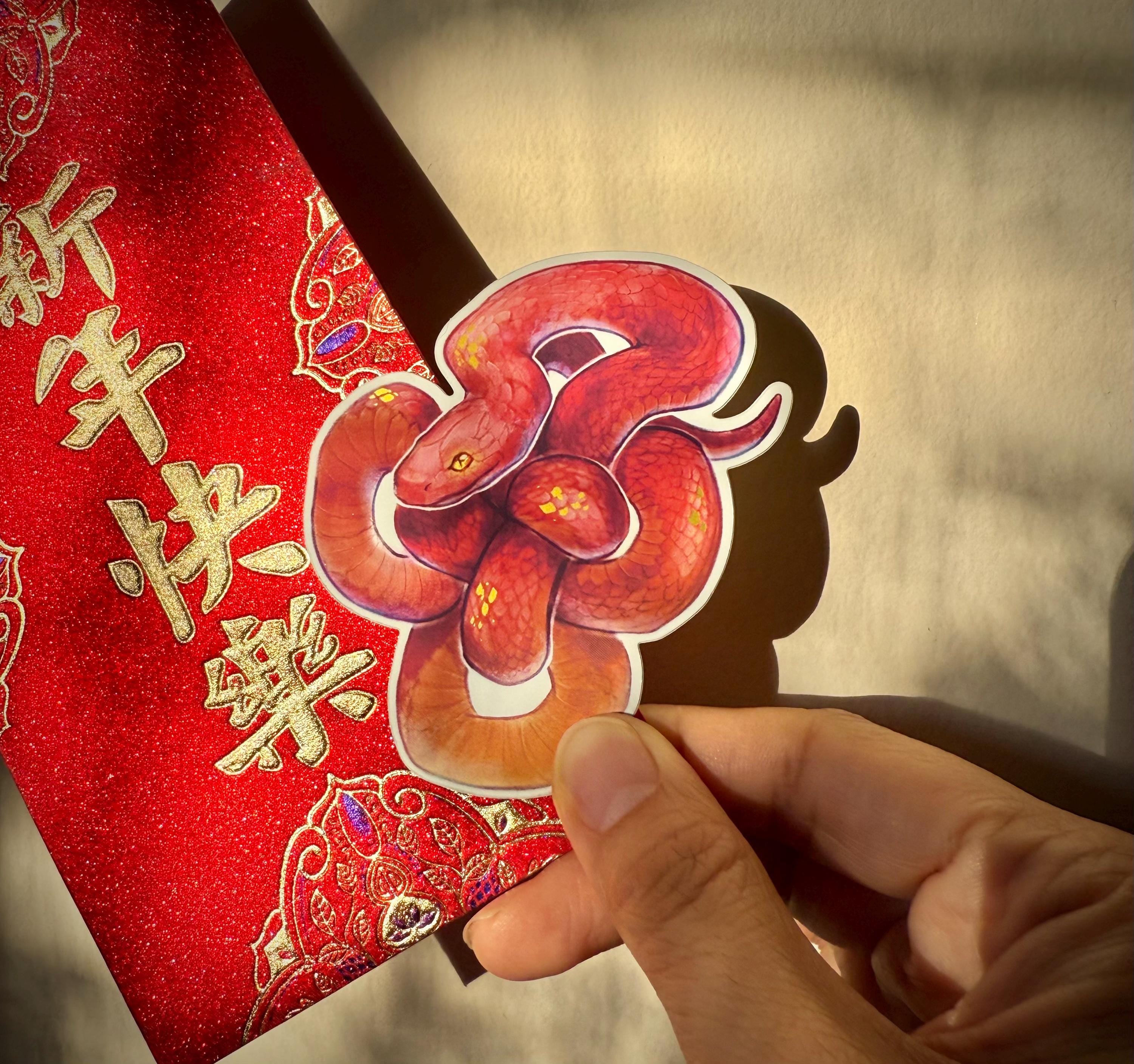 Snake flower knot sticker 2.9" · snek · zodiac
