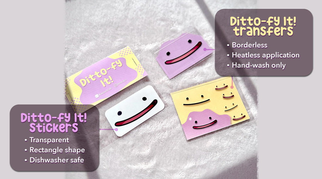 Ditto-fy It! MINI Decals • Borderless Transfer • Poke Pokopia • Ditto face sticker